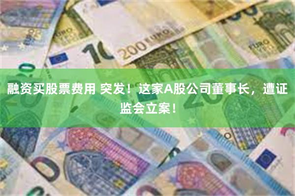 融资买股票费用 突发！这家A股公司董事长，遭证监会立案！