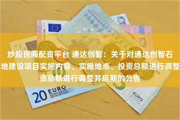 炒股民间配资平台 通达创智：关于对通达创智石狮智能制造基地建设项目实施内容、实施地点、投资总额进行调整并延期的公告