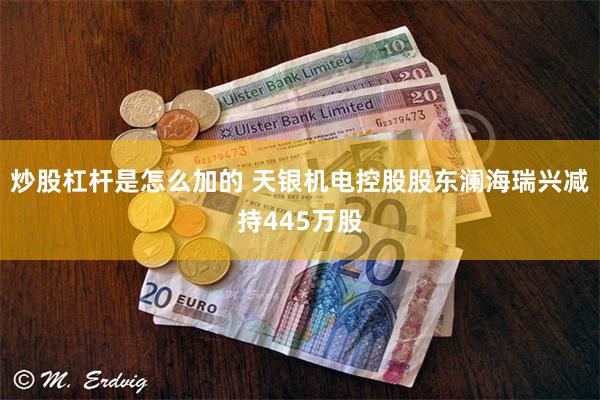 炒股杠杆是怎么加的 天银机电控股股东澜海瑞兴减持445万股