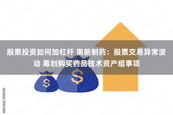 股票投资如何加杠杆 南新制药：股票交易异常波动 筹划购买药品技术资产组事项