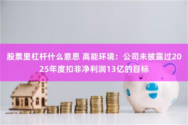 股票里杠杆什么意思 高能环境：公司未披露过2025年度扣非净利润13亿的目标
