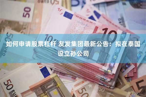 如何申请股票杠杆 友发集团最新公告:拟在泰国设立孙公司
