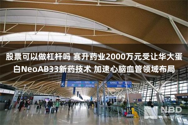 股票可以做杠杆吗 赛升药业2000万元受让华大蛋白NeoAB33新药技术 加速心脑血管领域布局
