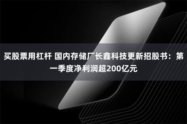 买股票用杠杆 国内存储厂长鑫科技更新招股书：第一季度净利润超200亿元