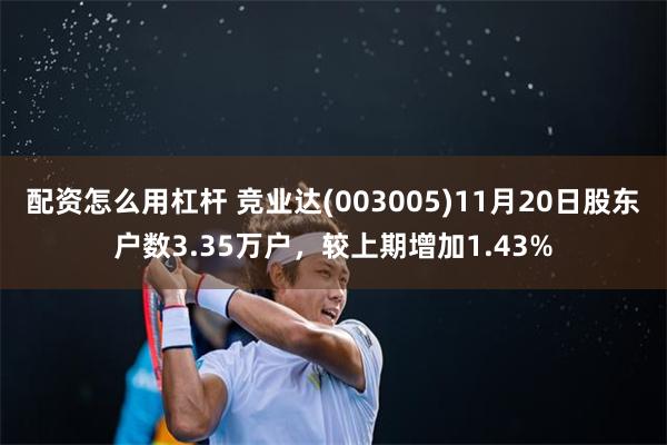配资怎么用杠杆 竞业达(003005)11月20日股东户数3.35万户,较上期增加1.43%