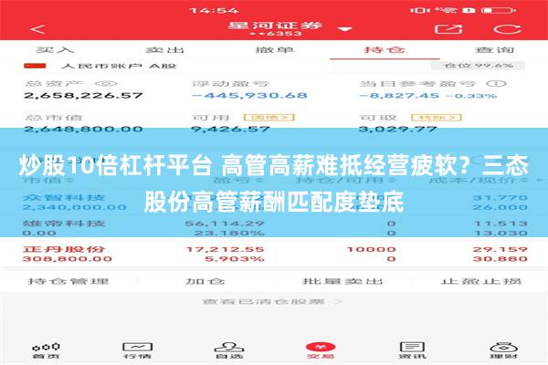 炒股10倍杠杆平台 高管高薪难抵经营疲软?三态股份高管薪酬匹配度垫底