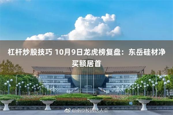 杠杆炒股技巧 10月9日龙虎榜复盘:东岳硅材净买额居首