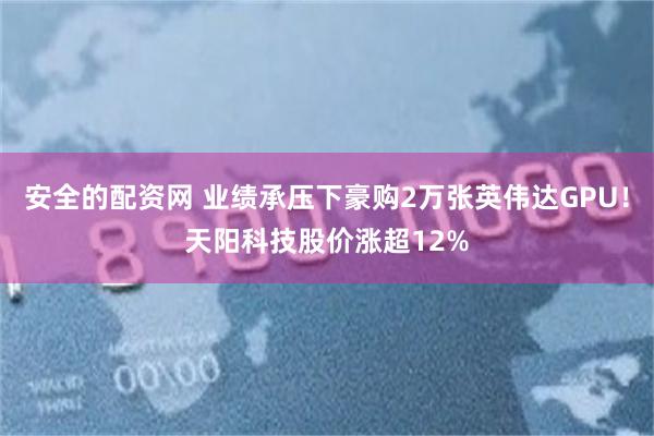 安全的配资网 业绩承压下豪购2万张英伟达GPU！天阳科技股价涨超12%
